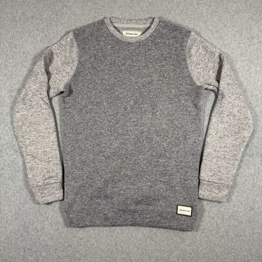 Quiksilver Crewneck Sweatshirt Men's S Gray Two Tone Pullover Surf Skate Logo